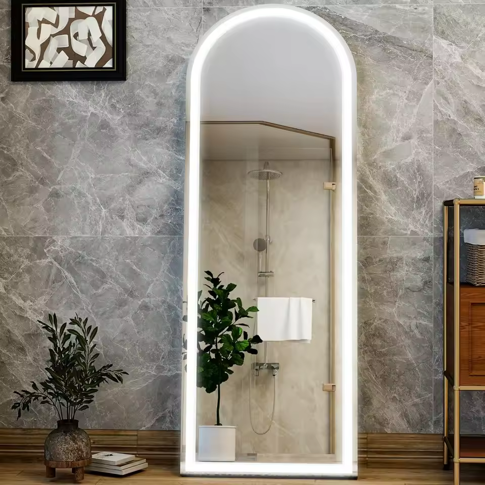 Arched LED Wall-Mounted or Freestanding Full-Length Mirror with Dimmable Lights, Perfect for Bedroom or Cloakroom Use - AliExpress
