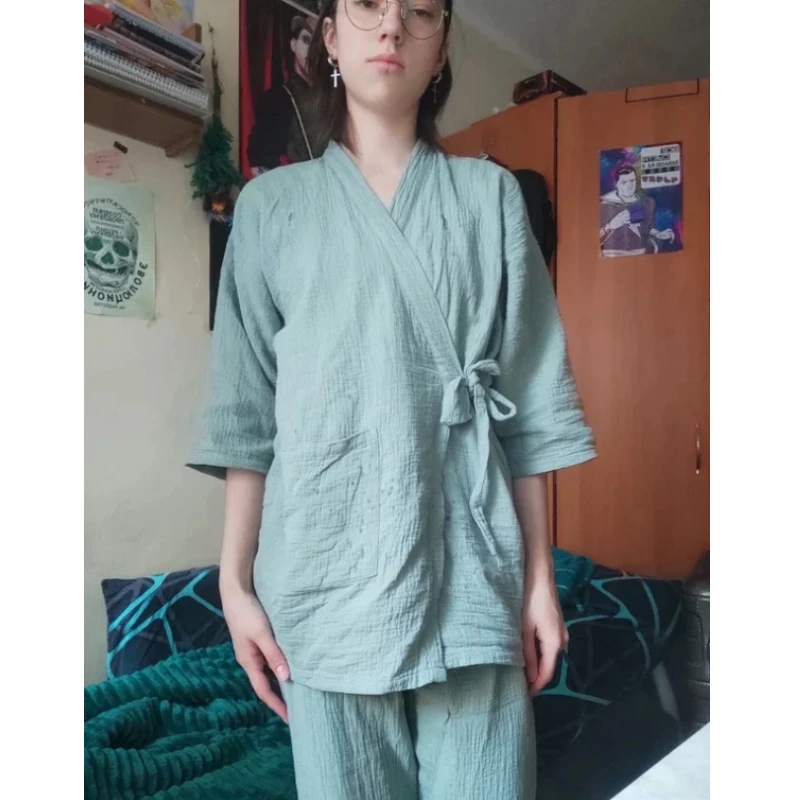 pijamas-100-algodao-para-homens-e-mulheres-robes-soltos-plus-size-kimono-com-decote-em-v-pijama-feminino-roupa-de-dormir-tres-quartos-loungewear-para-casais