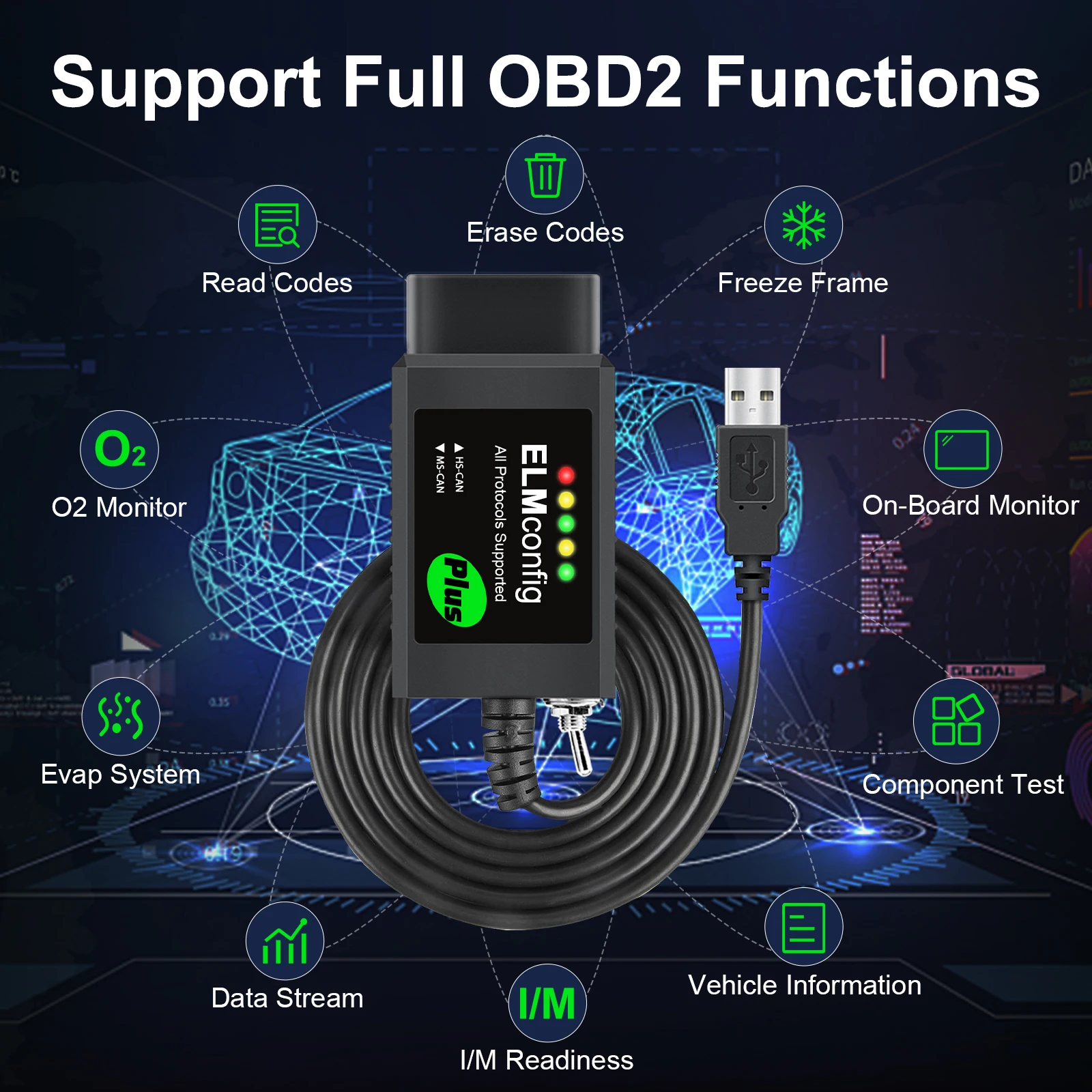 For Ford FORscan USB OBD2 ELM327 V1.5 with Switch CH340 PIC18F25K80 Chip Forscan FoCCCus HS CAN And MS CAN Car Diagnostic Tool