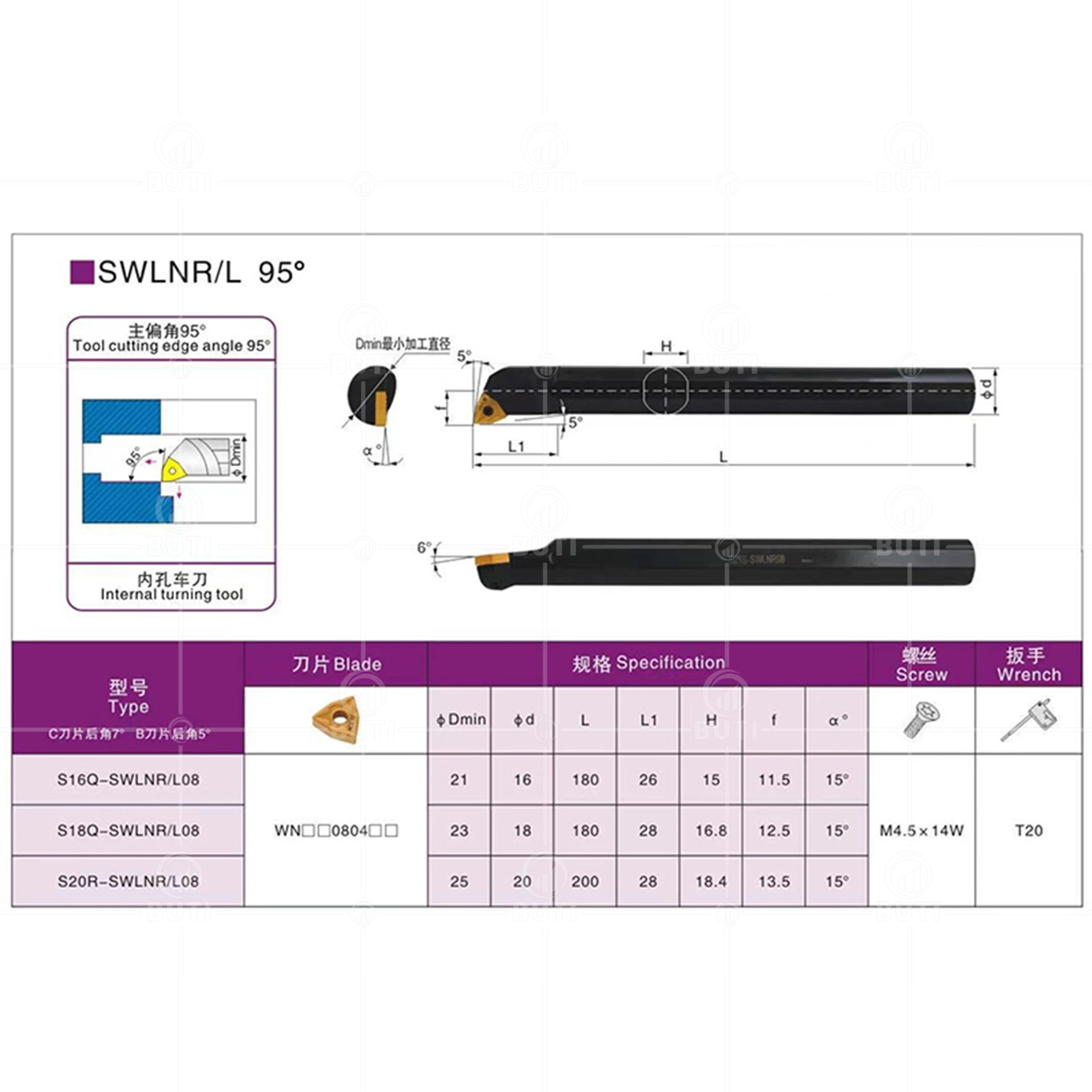 DESKAR-Torneamento Interno Boring Bar Usado para WNMG08 Carbide Inserções, Branco Suporte De Ferramentas, 100% Original, CNC, HSS, Torno De Metal, SWLNR, L