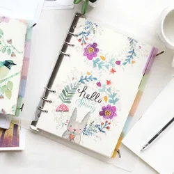 A5 A6 6 Holes Colored Notebook Loose Leaf Transparent PP Separator Pages Notebook Paper Inside Pages