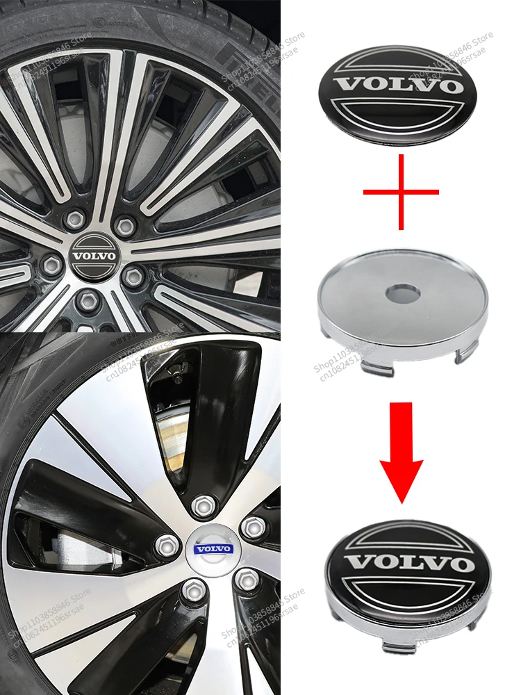 4 pz 56/60mm coprimozzo auto adesivo ruota emblema decalcomania decorazione accessori per Volvo V90 XC40 XC60 XC90 XC70 S60 S90 C50 S80L