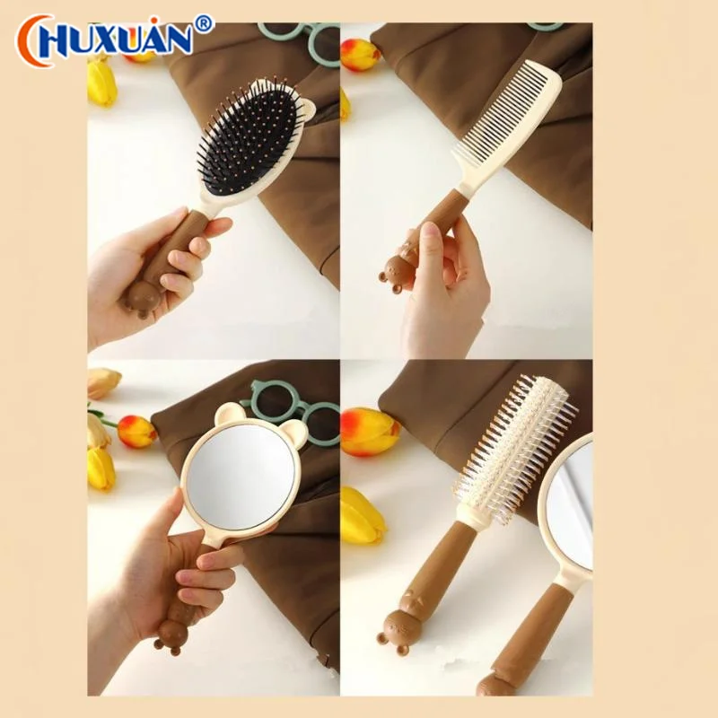 

[Q]4 Piece Flat Combs Curling Combs Air Cushion Combs And Cat-Shaped Mirrors Suitable For All Hair Types A Must-Have Home Set