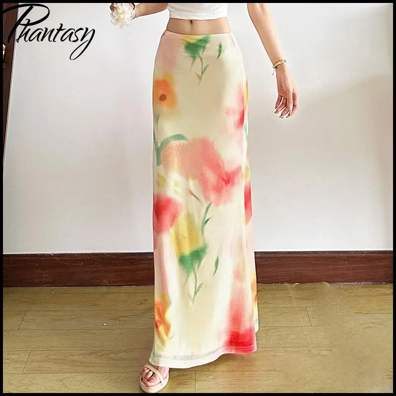 2026 lente zomer resort casual strandrok Europees-Amerikaanse stijl bloemenprint ingerichte fishtail lange rok mode streetwear