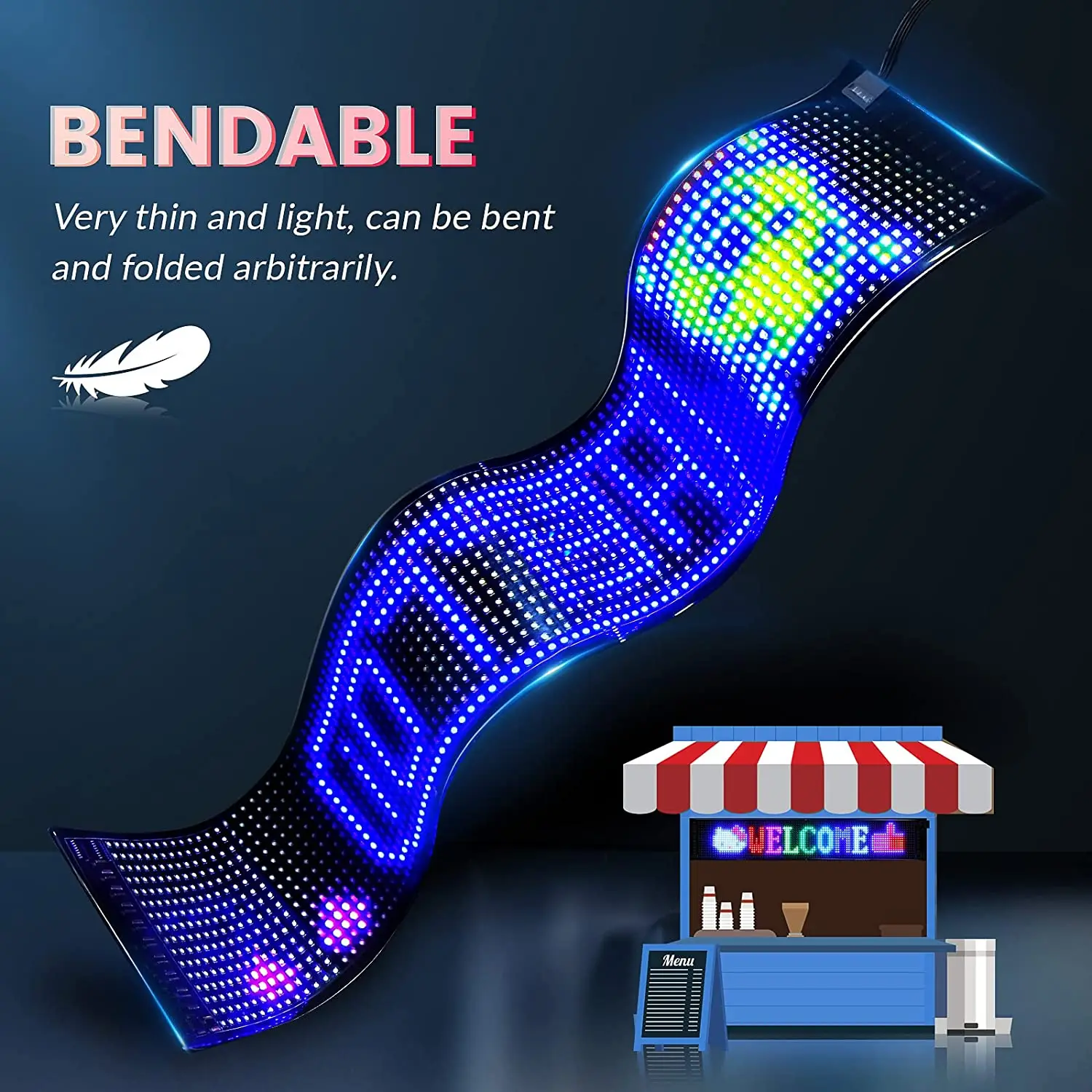 Imagem -06 - Módulo Led Usb Flexível Rolagem Brilhante Sinais Publicitários Bluetooth Controle de Aplicativos Animação Padrão de Texto Personalizado