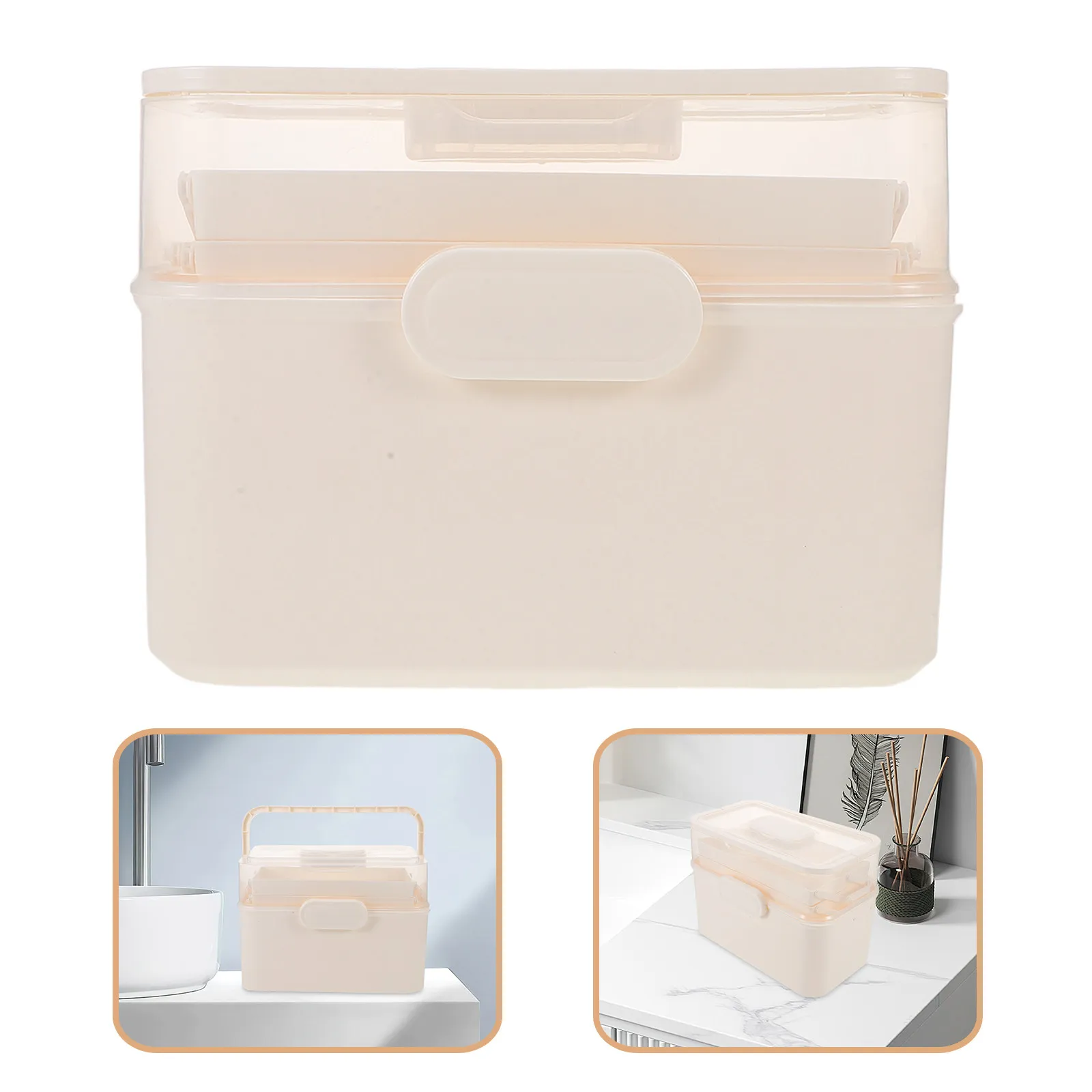 

Portable Multifunctional Organizer Box 3 Layer Transparent Medicine Storage Emergency Family Travel Makeup Storage