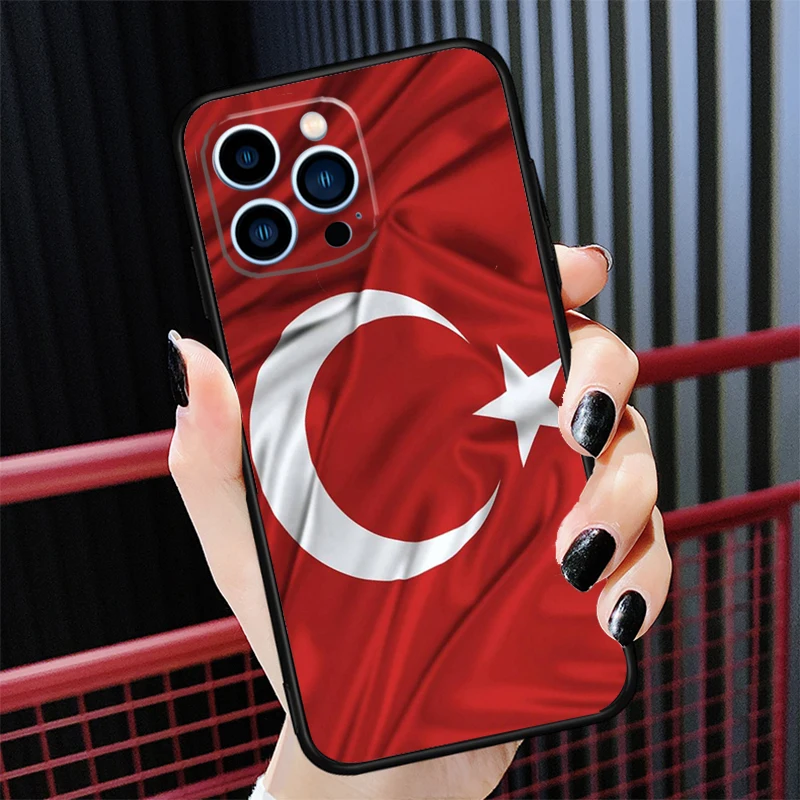 Turkey Turkish Flag Case For iPhone 16 15 14 11 Pro Max 12 13 Mini X XS Max XR Plus Silicone Cover Coque