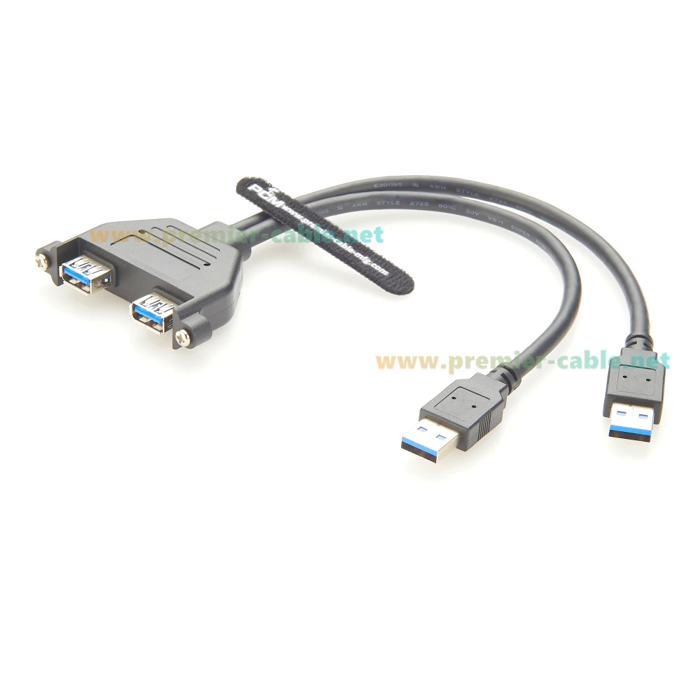 منافذ مزدوجة USB 3.0 برغي لوحة جبل تمديد كابل نوع ذكر إلى أنثى شفة الهيكل كابل 5Gbps نقل البيانات للسيارة