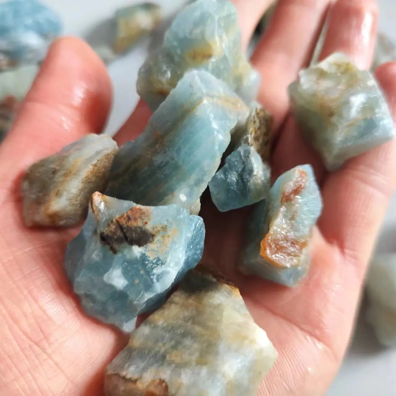 Natural Rare Blue Calcite Raw Lux Crystal Stone Mineral Specimens Home Decoration Stone Healing Gemstone Aquarium Stone