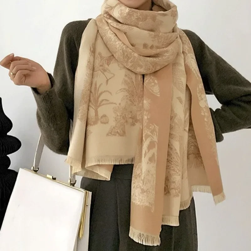 

High Quality Imitation Cashmere Scarf Autumn 2024 New Ethnic Style Scarf Auspicious Pattern Summer Sun Protection Shawl