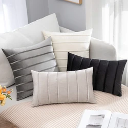 Striped Velvet Cushion Cover 30*50 45*45 50*50cm Decorative Simple Elegant Pillow Cover for Sofa Livingroom Decor Pillowcase