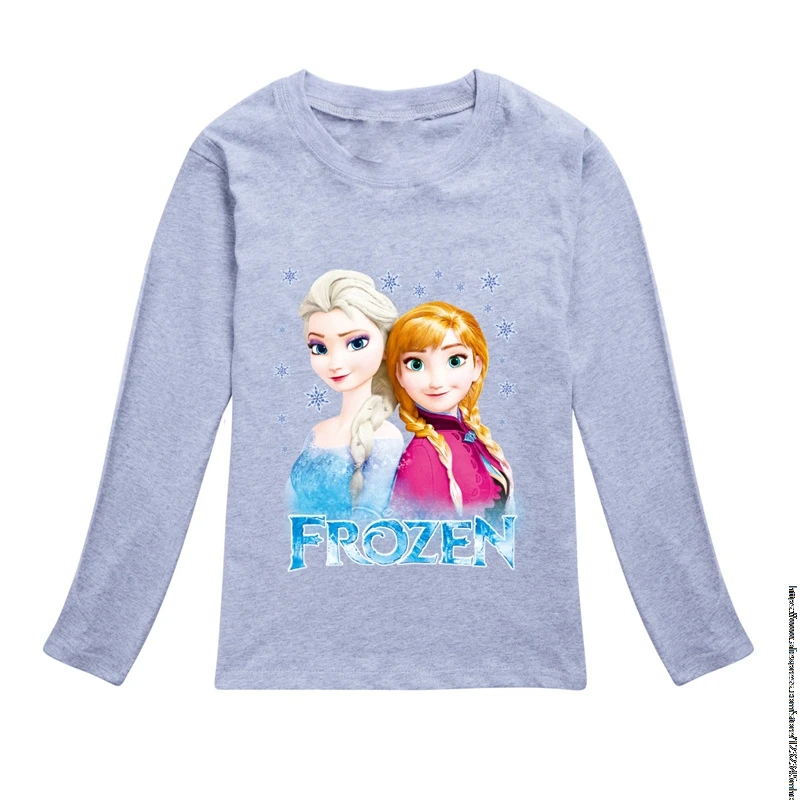 Children Frozen Elsa T Shirt Kawaii Funny Spring Summer Cartoon 3D T-shirt For Boys Girls Kid Clothing Unisex Long Sleeves