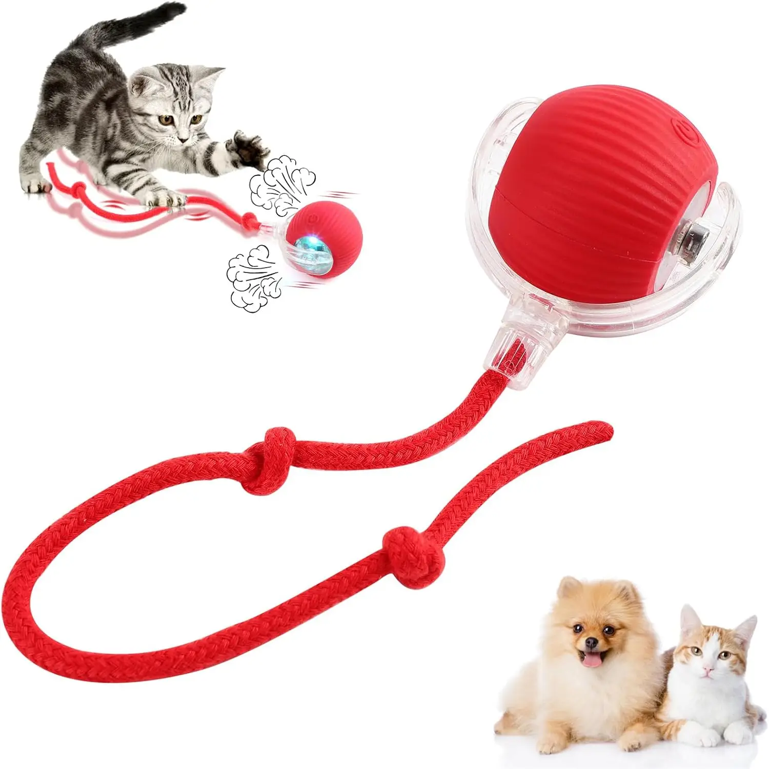 Pelota rodante interactiva para gatos, juguetes para perros, pelota rodante para interiores, 360 ° Bola rodante automática inteligente para mascotas, bola rodante automática