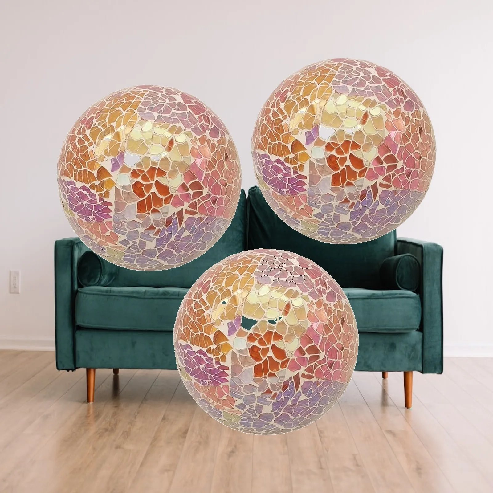Glass Mosaic Sphere Balls Collectible Vases Filler Sparkling Desktop Ornament Garden Decor