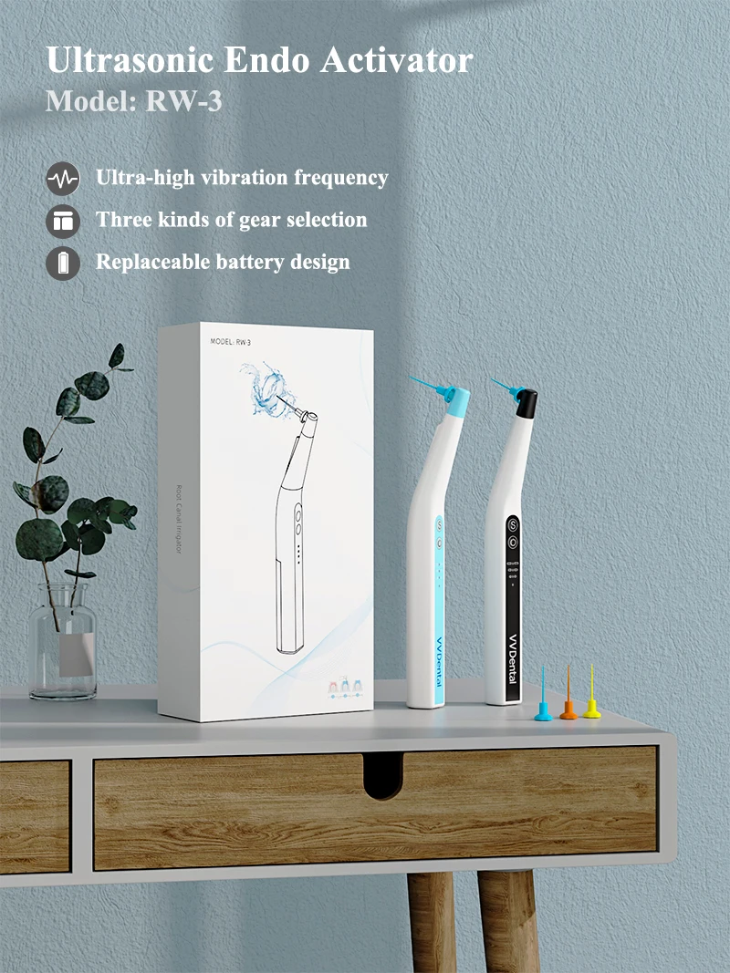 VVDental Endodontischer Wurzelkanal-Schall-Irrigator-Aktivator mit LED und 60 Stück Spitzen für die endodontische Reinigung – Zahnärztliches Instrument – Detail 2