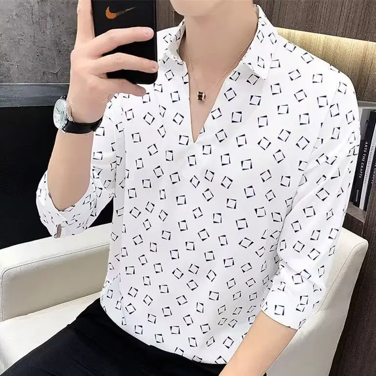 

Свободная рубашка в гавайском стиле с коротким рукавом, в стиле ретро, с элементами гонконгского стиля, летняя, модная, из полиэфирного волокна, стандартного кроя, для молодежи