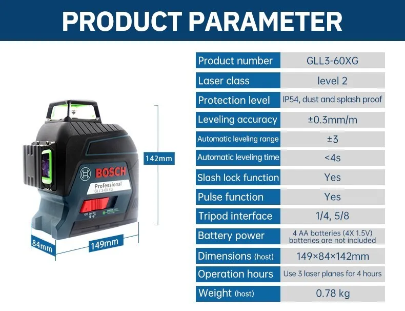 Bosch poziom lasera 12-linie zielony Laser poziom lasera ing GLL3-60XG projekcji linia do domu dekoracji poziom lasera dostępne na zewnątrz