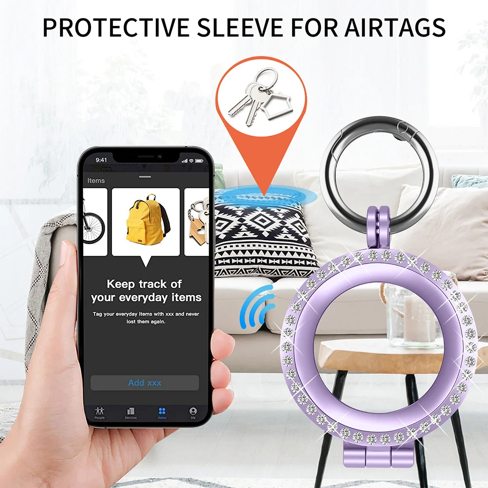 

1 pc Metal Anti-Lost Protective Case For Tracking Device Full Protection Key Hook Easy Carry Accessory