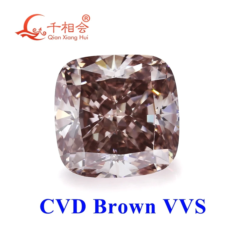 CVD diamond brown color 1ct-1.5ct clarity VS SI cushion shape GEMID certificated lab grown diamond loose stone