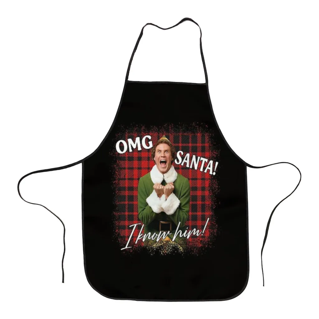 

OMG Santa! I know him! Kitchen Women Apron Household Cleaning Composite Pinafore Salon Home Cooking Baking