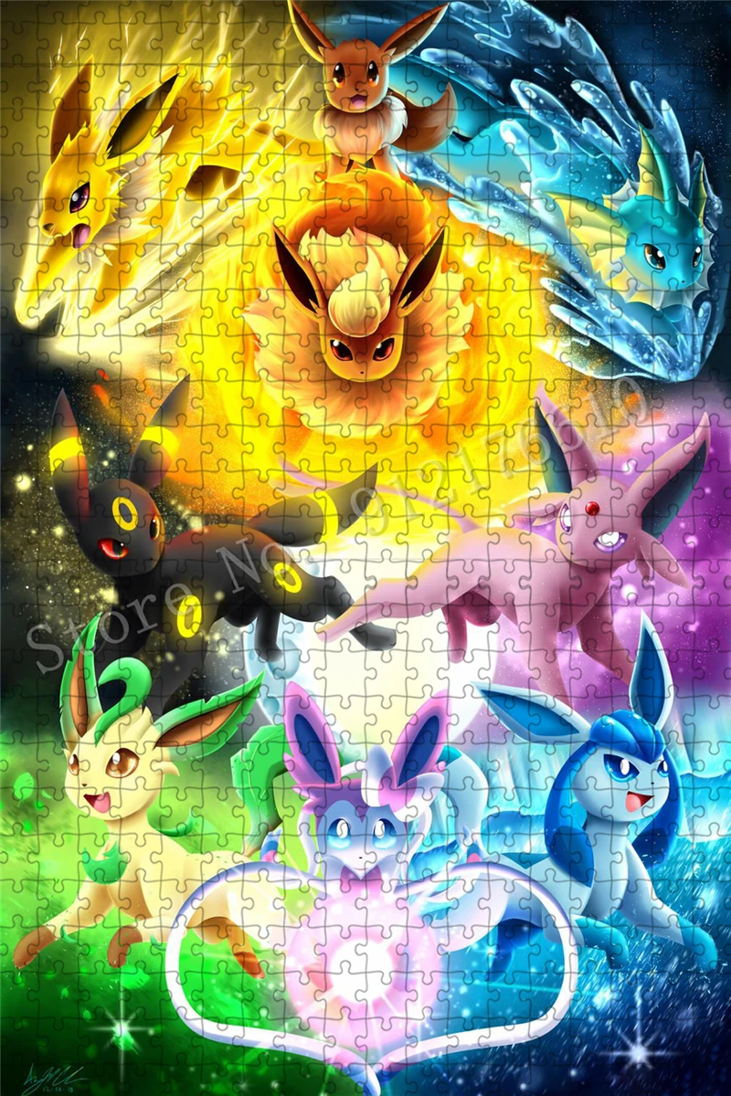 Puzzles de dessin animé japonais pour adultes, monstre de poche, jouet de jeu Pikachu, décor d'art mural, dessin animé Pokemon, 300 pièces, 500/1000 pièces