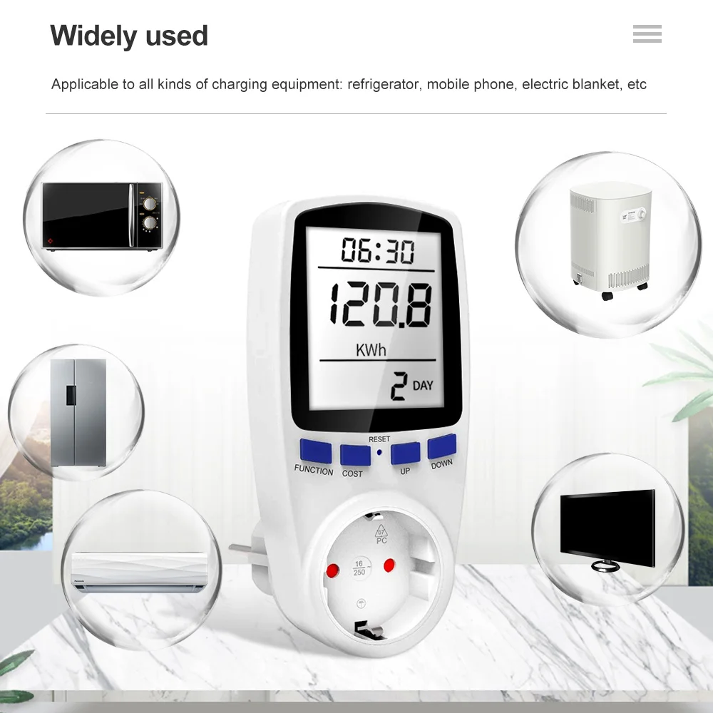 Digital Power Meter Energy Meter Uni-t Kwh Electricity Instrumentation Meter Wattmeter in Socket 230V Measuring Outlet Wattage