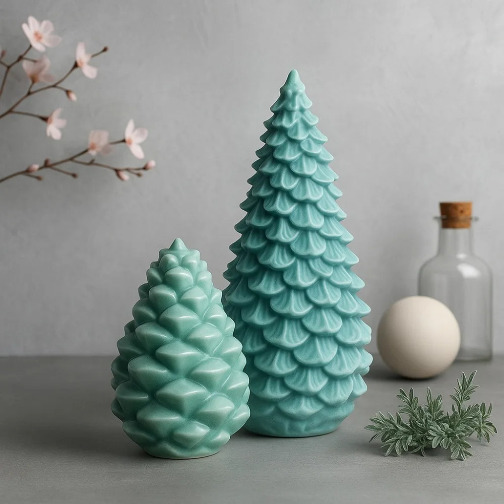 

Christmas Tree Silicone Candle Molds DIY Handmade Pine Cone Xmas Tree Ornaments Casting Plaster Resin Mold Candle Soap Mould