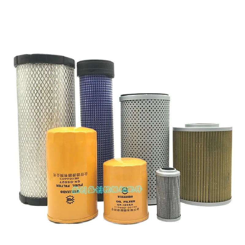 For Hyundai R Hx60 Yanmar  Engine Oil Diesel Filter Element, Air Hydraulic Return Oil Inlet Pilot Filter, Excavator Accessories