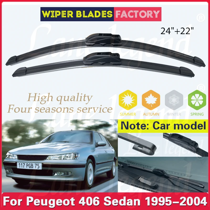 

Car Wiper Blade Blades For Peugeot 406 Sedan 1995 - 2004 24"+22" Windshield Windscreen Clean Rubber Car Wipers Accessories