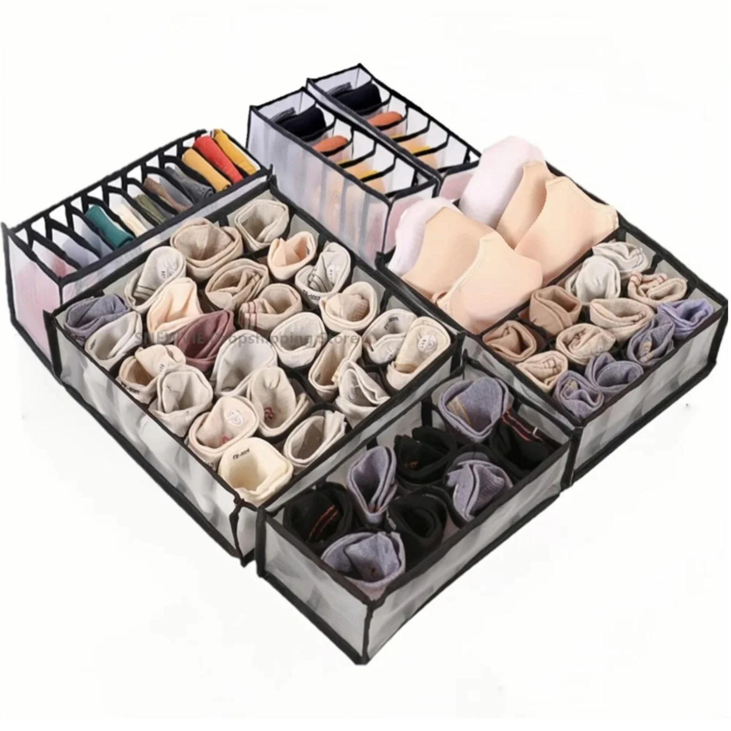 Collapsible Wardrobe Clothes Organizer Cabinet Drawer Organizer with 24 Lattice Socks Underwear Clothes Box