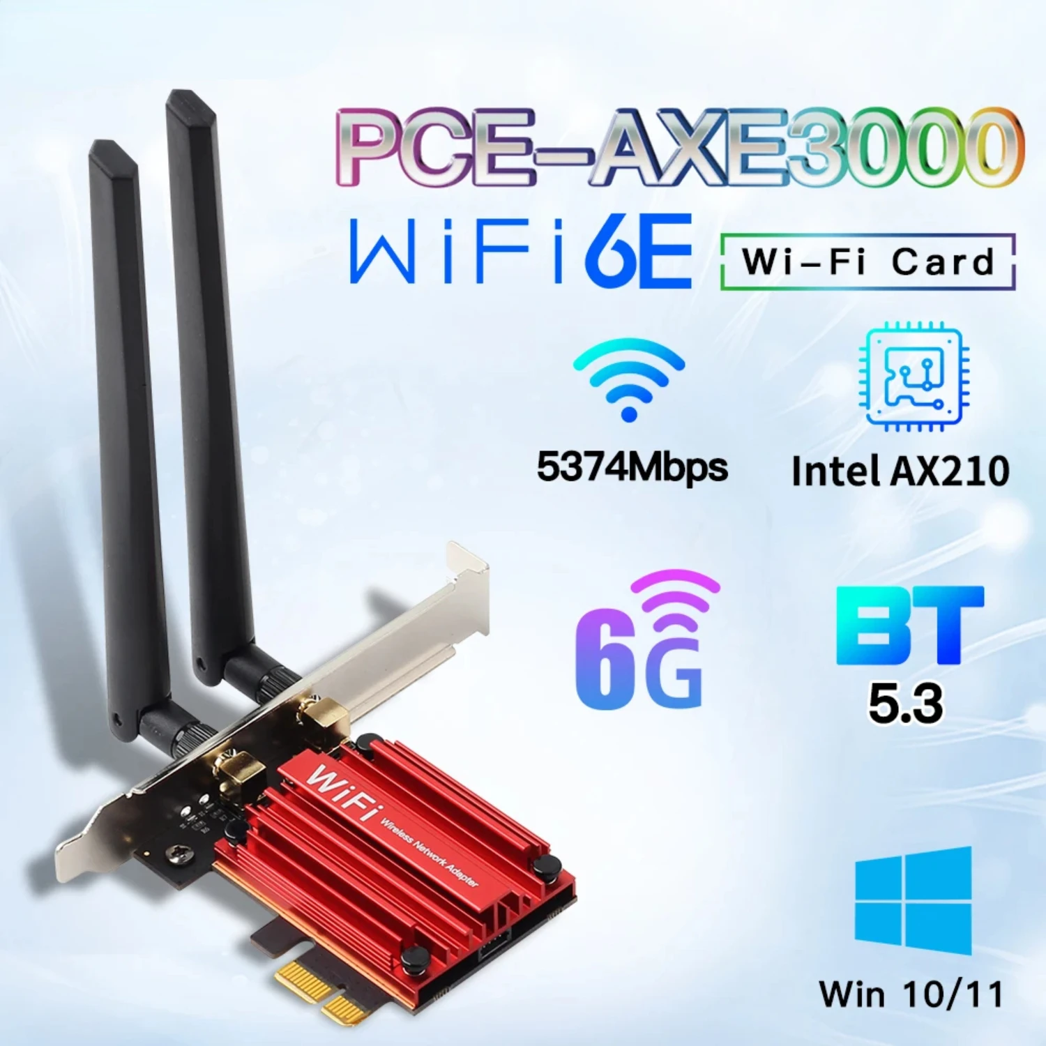 WiFi 6E AX210NGW AXE3000 Tri Band 2.4G/5G/6Ghz Wireless PCIE Adapter Bluetooth 5.3 Network WiFi Card PC Win 10/11