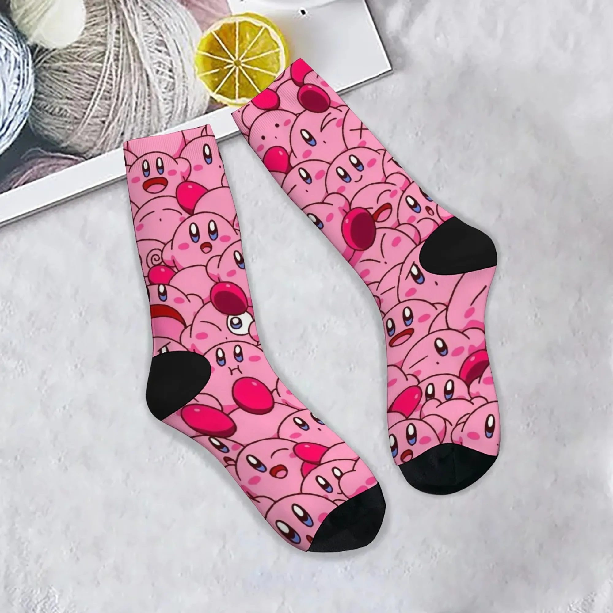 

Cartoon Kirby Print Socks Novelty Harajuku Retro Funny Street Hip-Hop Compression Socks Unisex Personality Party Holiday Gift