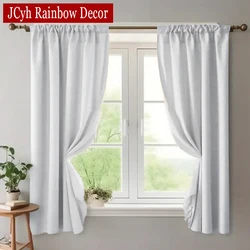 White Semi Blackout Curtains for LIving Room Bedroom Short Curtain for Windows Door Cortina Opaque Drapes Rideaux Decor Texture