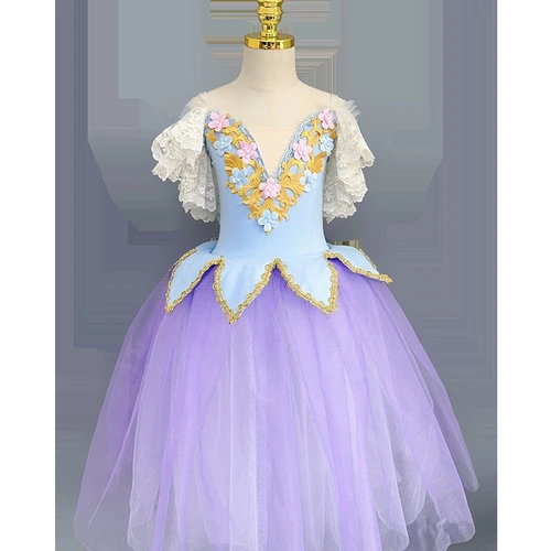 Imagen 2 del producto Vestido largo de Ballet para niña y mujer, tutú romántico para actuación, trajes de baile de cisne contemporáneo