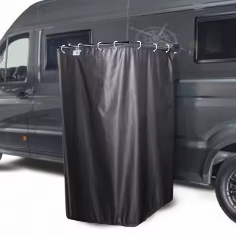 Caravan Outdoor Shower Cabin Cubicle Stall / Enclosure Kits With Magnetic Bracket &amp; Rod &amp; Shower Curtain For Camping Motorhomes