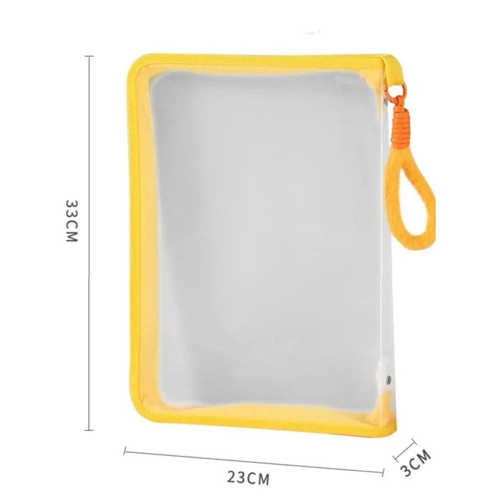 Fashion PP A4 Zipper File Bag Transparent High-capacity Storage Organizer Bag Student Handbag Stationery Holder