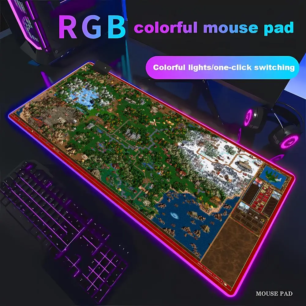 

HD RGB Gaming Laptops Keyboard Mat Desk Protector Gamer Mats Anime Heroes of Might and Magic 3 Map Deskmat Laptop HYBXAXC