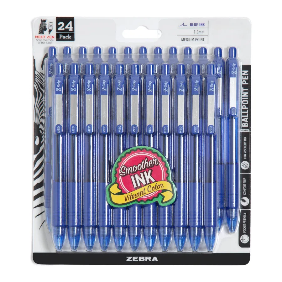 Retractable Ballpoint 1.0mm Blue 24pk