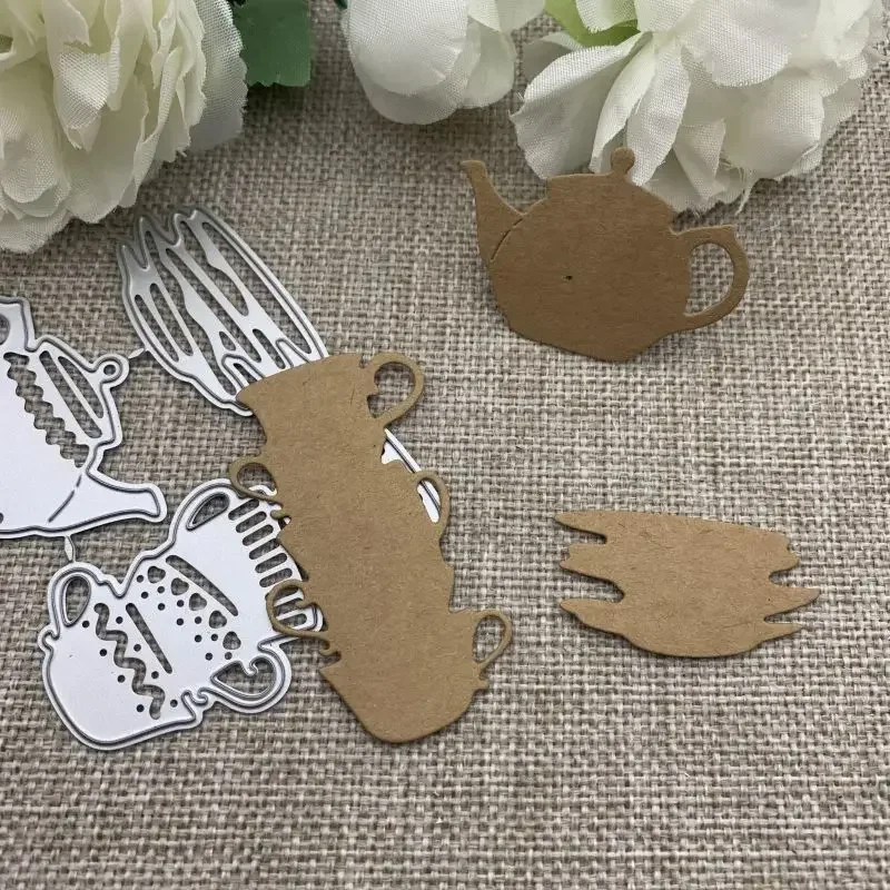 

Металлические вырубные формы для декоративной резки: Чайник и чашка, для скрапбукинга, тиснения, рукоделия, шаблон для вырезания