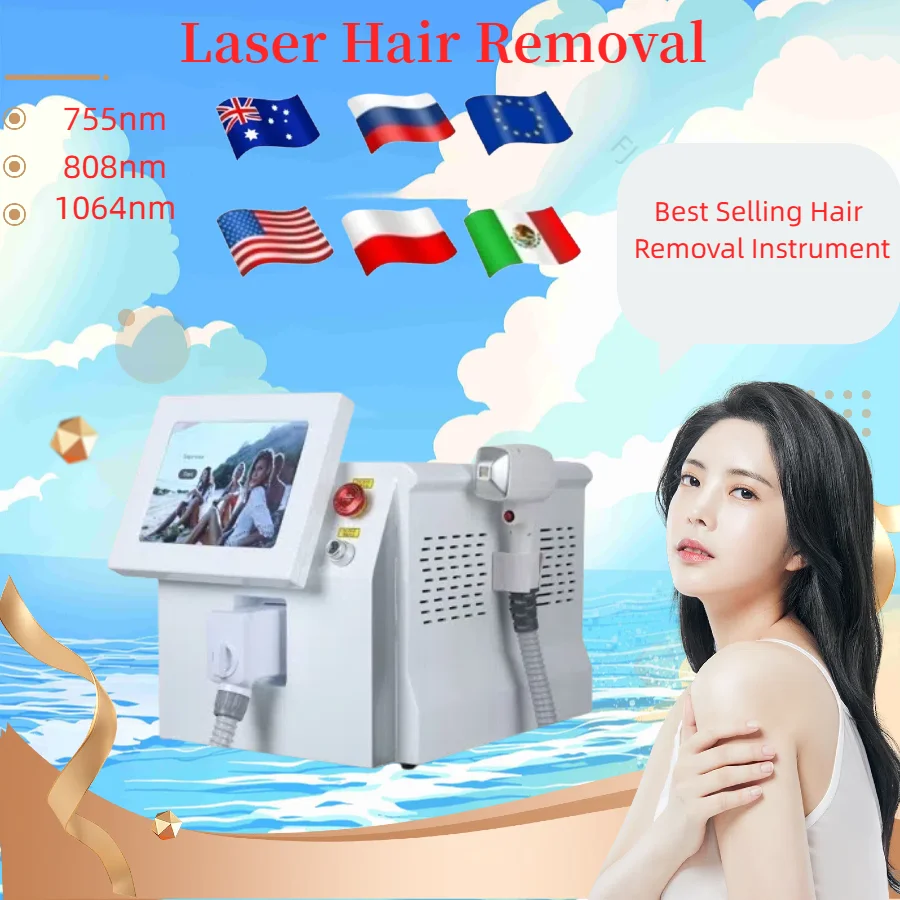 

2025 High Power Ice Cooling 755 808 1064 Device Diode Laser Epilator Wavelength Painless 808nm Hair Removal Machine