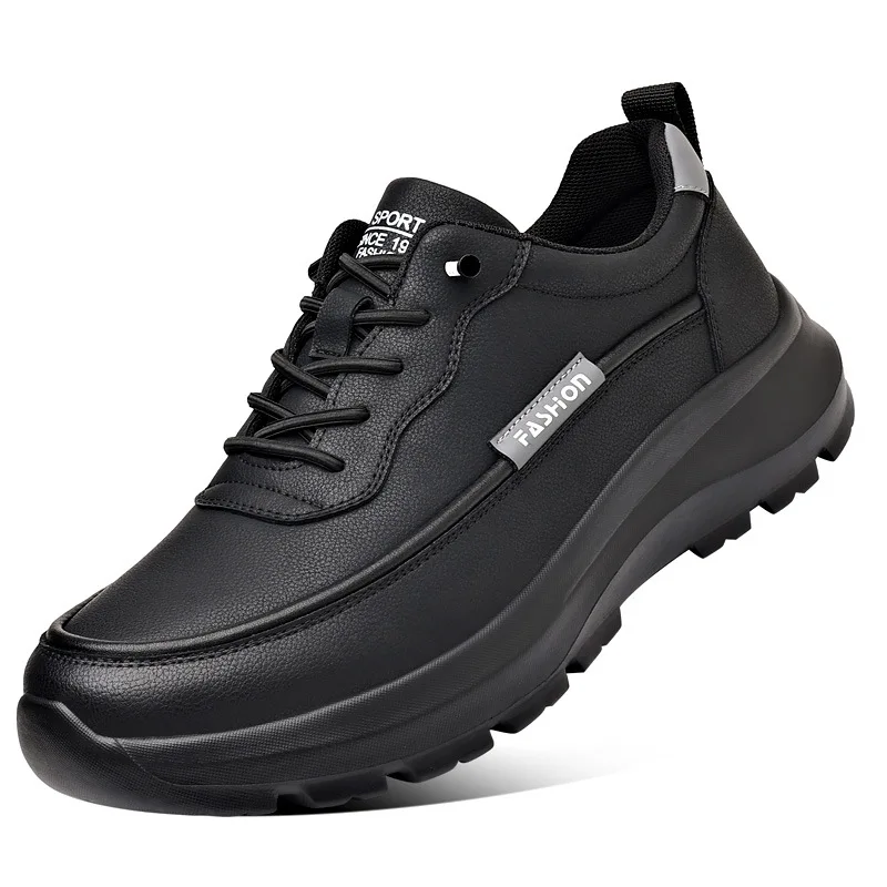 

Autumn Winter New Leather Sneakers for Men Black Fashion Casual Shoes Man Lace Designer Soft Sole Sport Shoes Zapatos De Hombre