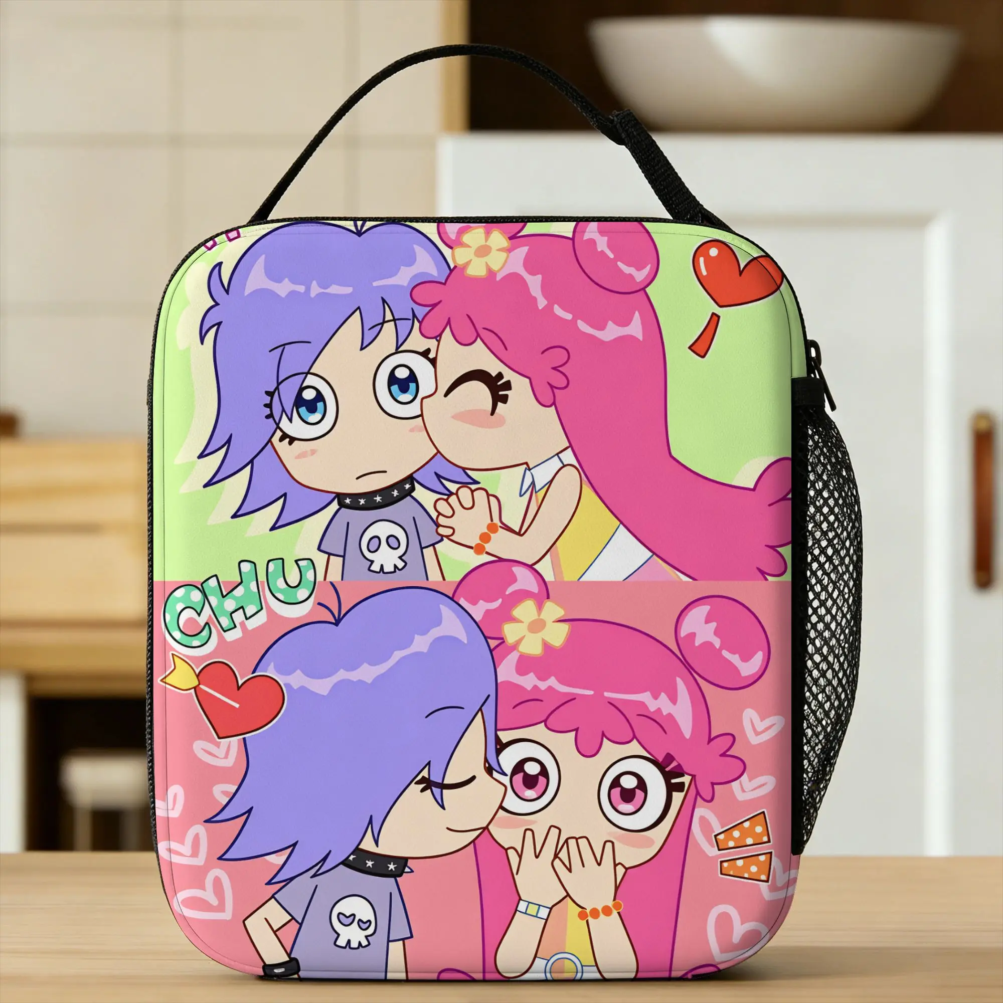 Hi Hi Puffy AmiYumi Lunch Bag For Child  Custom Lunch Box Kawaii Travel Cooler Bag Portable Oxford Thermal Lunch Bags