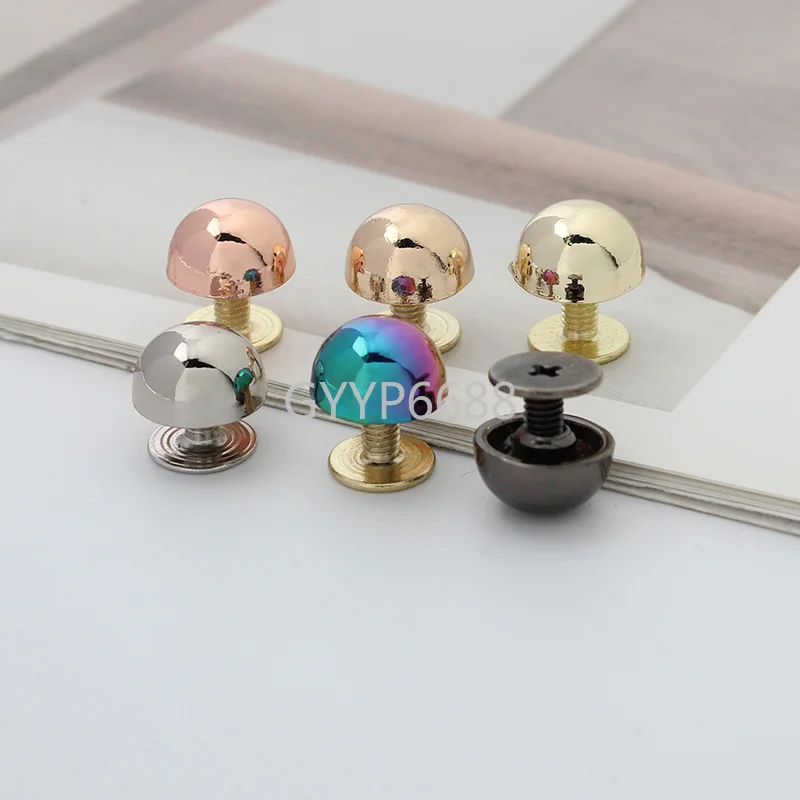 10-30-100pcs 6 colors rainbow 8*10mm alloy mushroom nail for handbag decoration fashion studs rivets purse decoration hardware