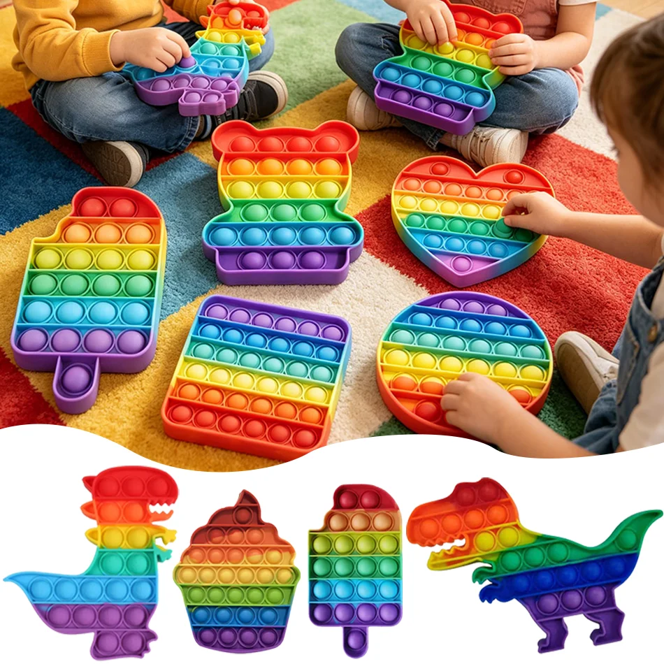 Lieblings-Spielzeug der Kinder: Regenbogen-Pop-Bubble-Fidget-Spielzeug, lustiges Stressabbau-Spielzeug, Farberkennungs-Frühförderungsspielzeug, Premium-Qualität