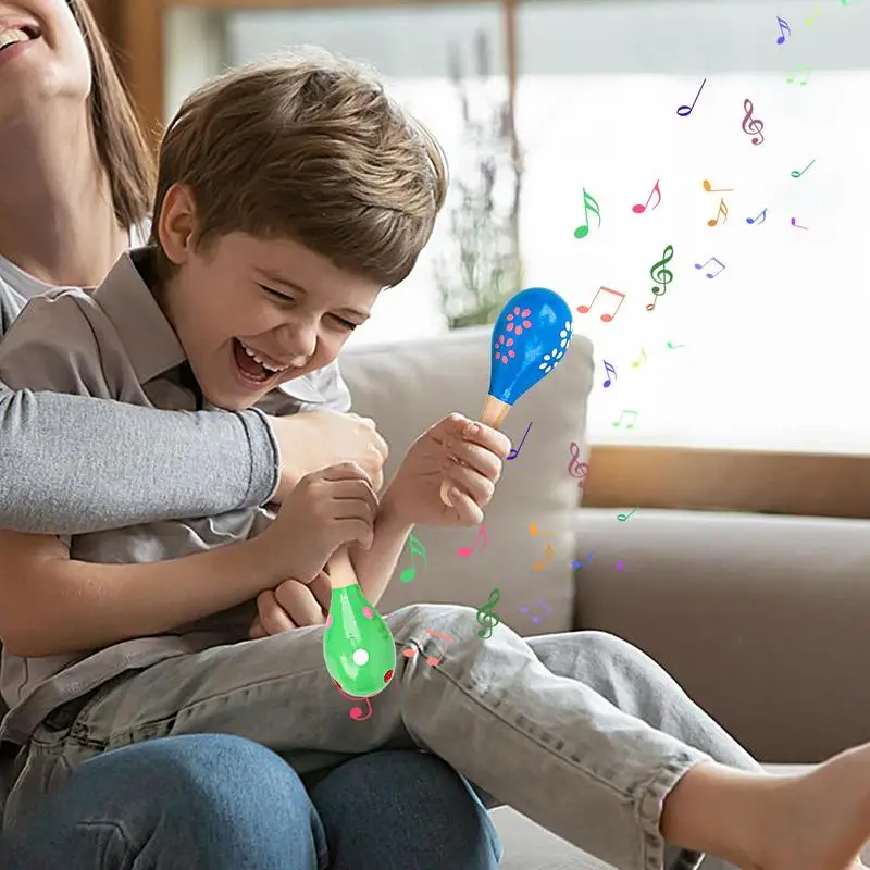 Maracas Party Favors 10PCS Party Wooden Maracas Shakers Cute Egg Shaker For Boys & Girls Musical Instrument Toys For Hand-Eye
