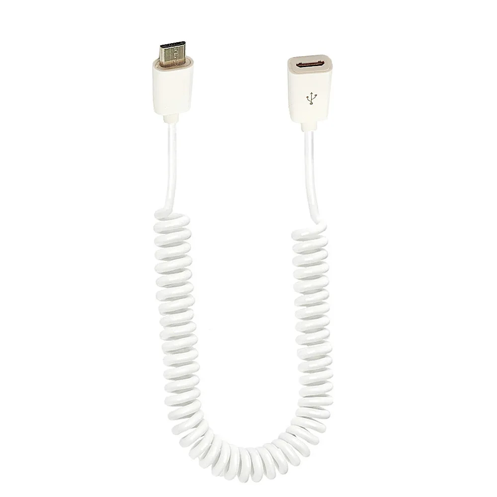Cable de resorte Micro USB en espiral Micro USB B macho hembra M/F extensión transferencia de datos Cable espiral de carga de 5 núcleos 50cm 200cm