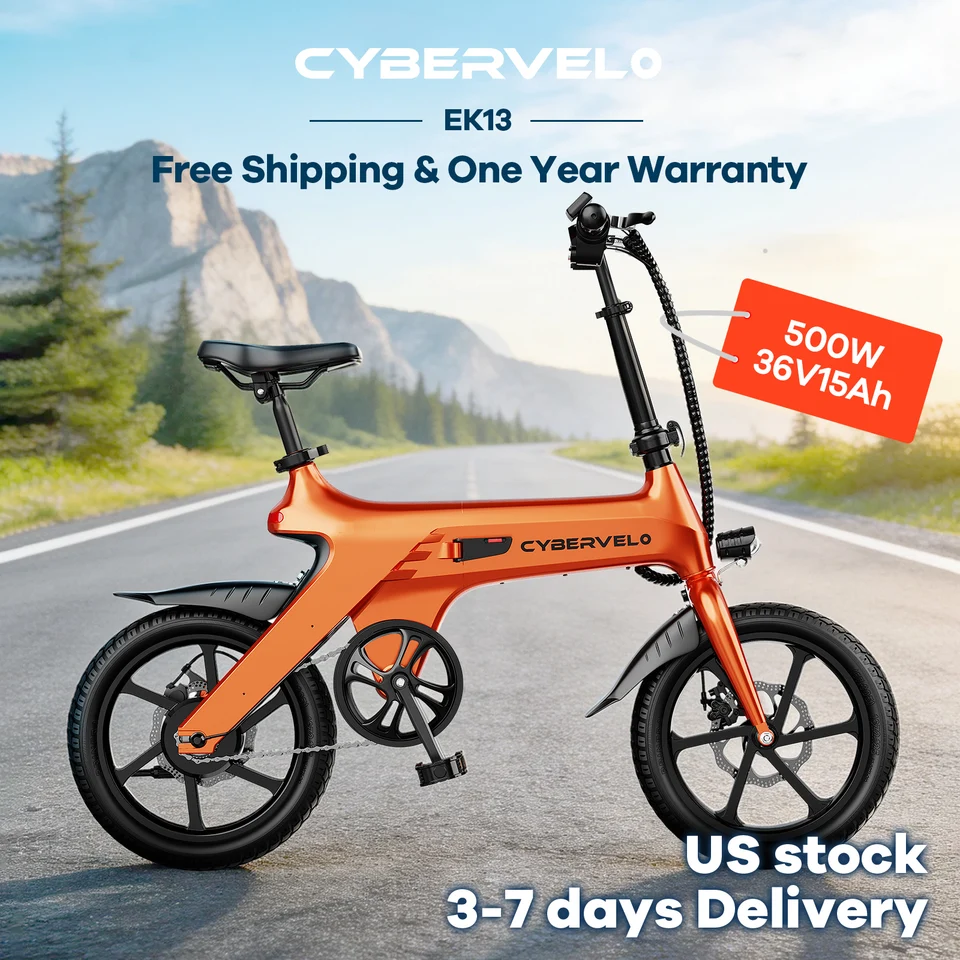 Cybervelo 500W Peak Motor Foldable E-Bike Adult City Travel Electric Bike 20MPH Ultra Light Long Range Commuter EK13 image 4
