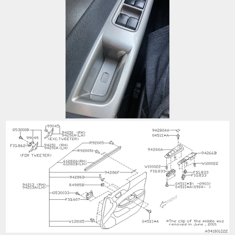 94280FG010 Genuine Window Switch Panel Screw Cap Cover for Subaru Impreza WRX STI Forester 2009 2010 view 2