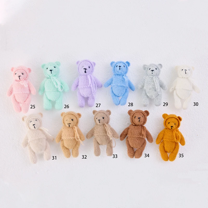 Newborn Photography Props Handmade Knitted Cute Bear Doll Decors for Baby Studio Photography Shooting Photoshoot Accessories