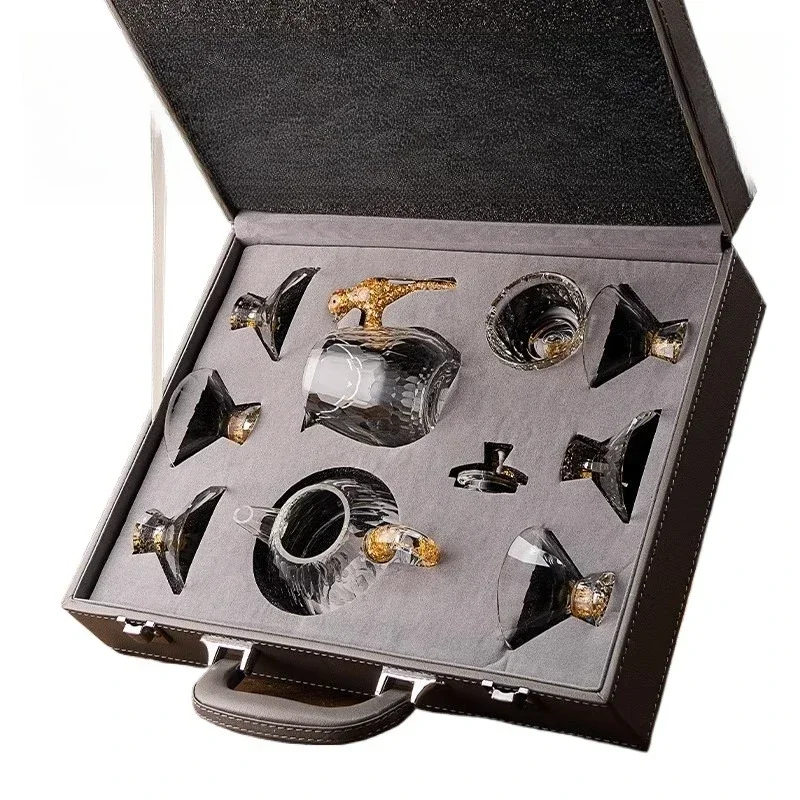 Hand-engraved multi-sided high-foot Kung Fu teacup gift box, single cup, personal special high-end cup, tea set, home set, full